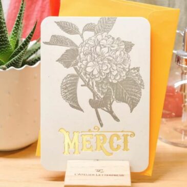 Carte Letterpress Merci / Hortensia & Doré - Atelier Letterpress