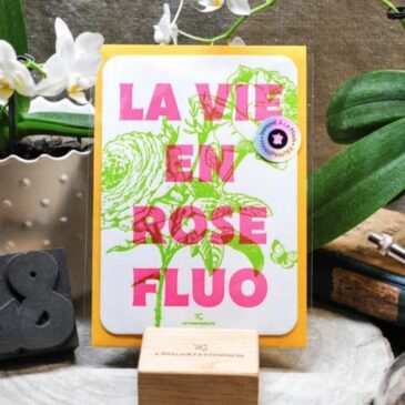 Carte Letterpress La vie en rose fluo - Atelier Letterpress
