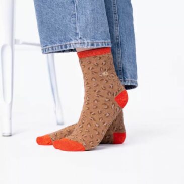 Chaussettes léopard en coton peigné / Marron et Orange - BillyBelt