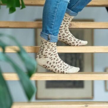 Chaussettes léopard en coton peigné / Beige - BillyBelt