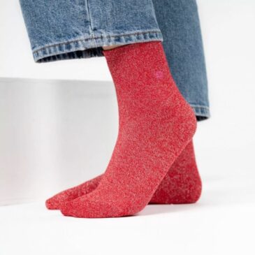Chaussettes pailletées en coton peigné / Rouge - BillyBelt
