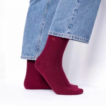 Chaussettes en laine avec angora / Bordeaux - BillyBelt