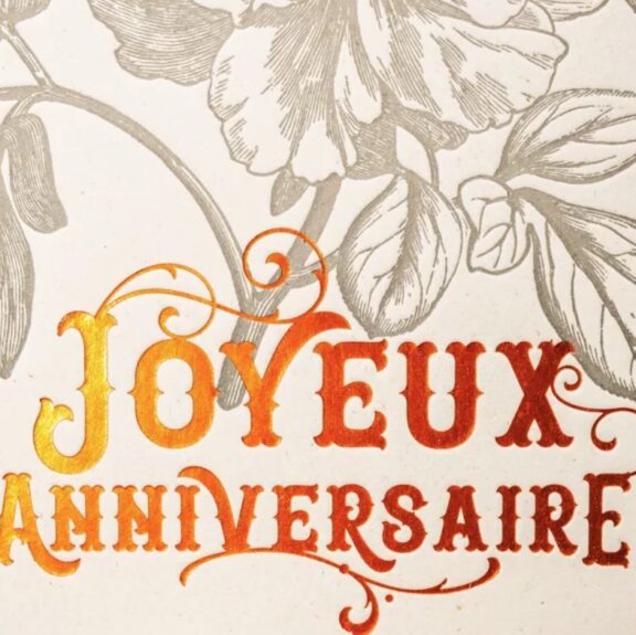 Carte Letterpress Joyeux anniversaire / Rose sauvage & Orange - Atelier Letterpress – Image 2