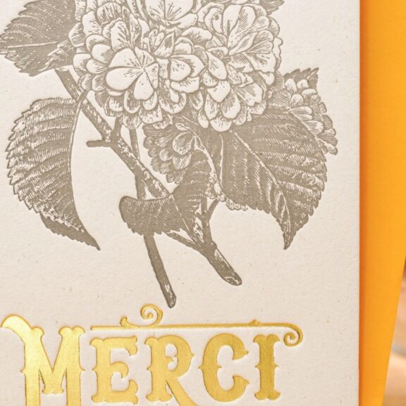 Carte Letterpress Merci / Hortensia & Doré - Atelier Letterpress – Image 2
