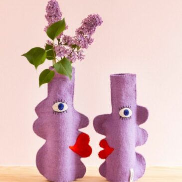 Vase en laine Visage parme - Aveva Design