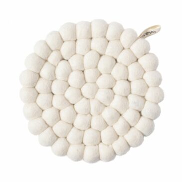 Dessous de plat rond en laine S / Snow White - Aveva Design