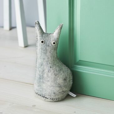 Cale-porte ou serre-livres Chat The Curious gris - Aveva Design