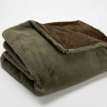 Plaid luxe Kaki 170x130cm - Amadeus