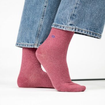 Chaussettes pailletées en coton peigné / Bois de Rose - BillyBelt