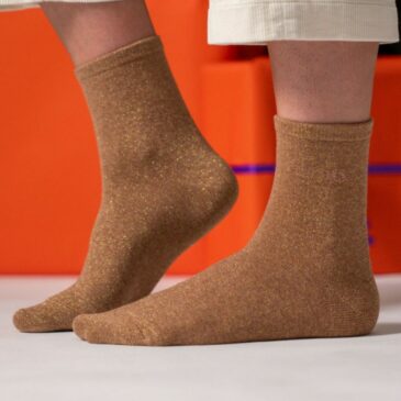 Chaussettes pailletées en coton peigné / Cuivre - BillyBelt