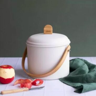 Seau à Compost 3,5L en Acier avec Filtre anti-odeurs intégré / Blanc - Pebbly