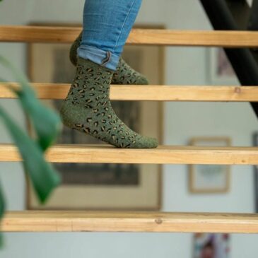 Chaussettes léopard en coton peigné / Kaki - BillyBelt