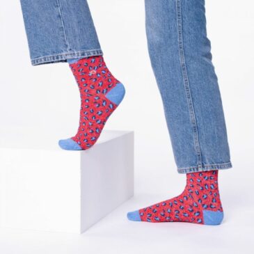 Chaussettes léopard en coton peigné / Rouge et Bleu - BillyBelt