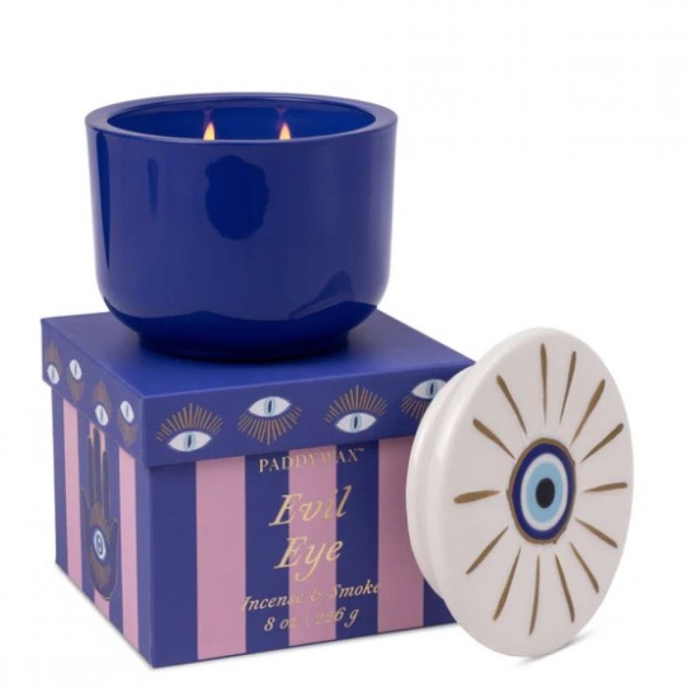 Bougie parfumée en verre Bleu 226g / Protecteur fumé – Paddywax