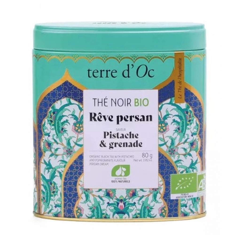 Thé noir bio Rêve Persan Pistache & Grenade (100g) - Terre d'Oc