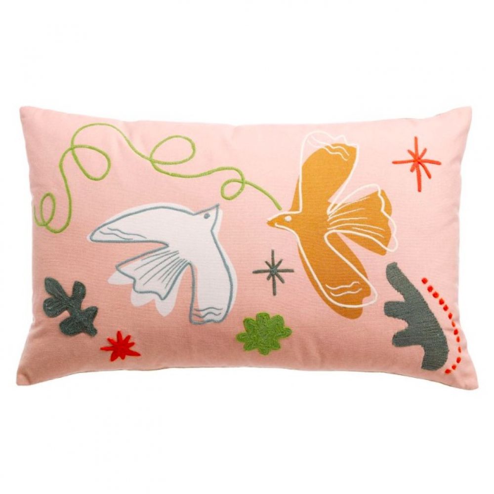 Coussin brodé Anka Bois de Rose 40x65cm - Maison Vivaraise