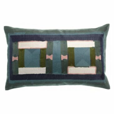 Coussin Brodé Taho Vert de gris 40x65cm - Maison Vivaraise