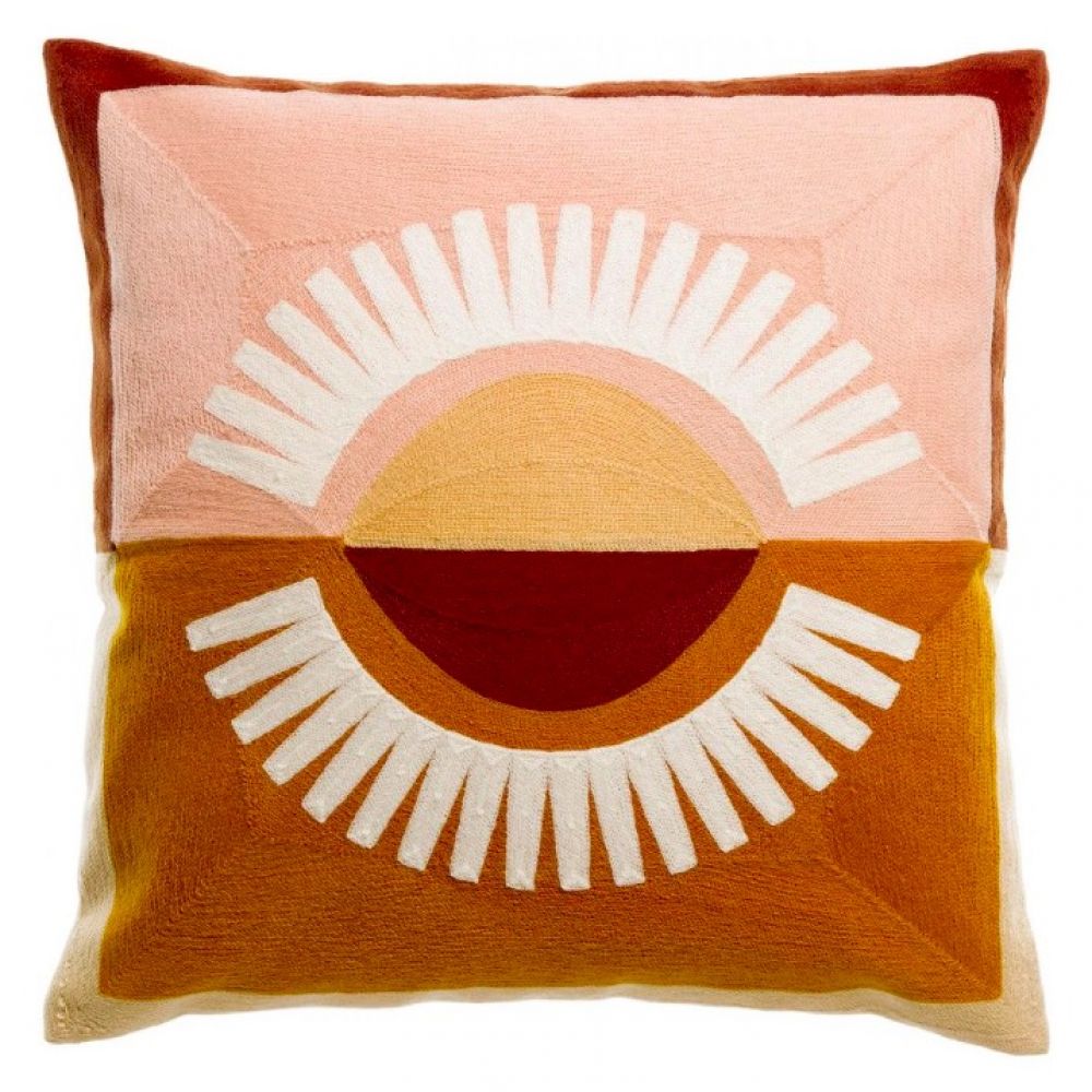Coussin brodé Eol Naturel 45x45cm - Maison Vivaraise
