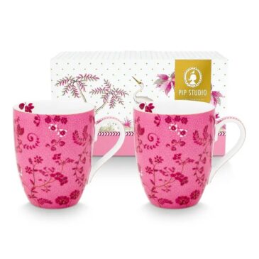 Coffret 2 grands mugs Jolies Fleurs roses 350ml - Pip Studio