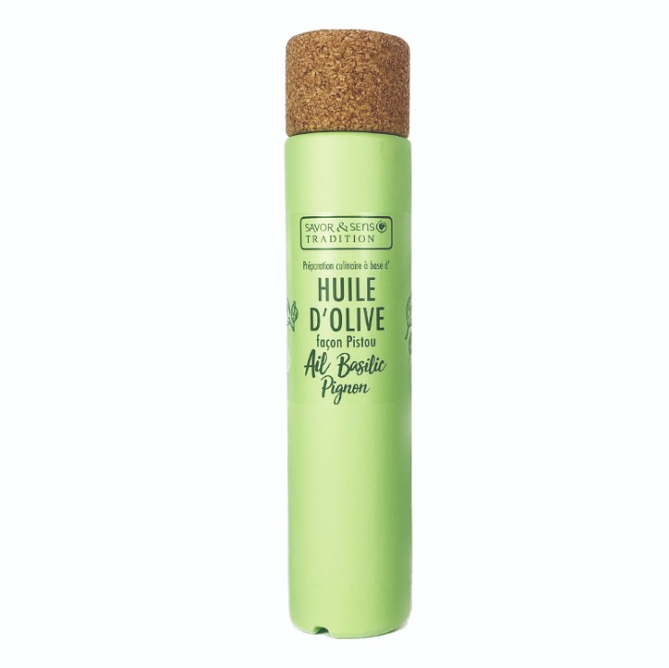 Huile d&rsquo;olive Color Mat saveur Basilic Pignon – Savor & Sens